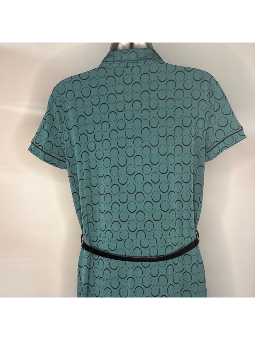APT. 9 Teal Polka Dot Dress Y2K Women's Size PM Vintage Midi Waist Dress - Picture 11 of 14